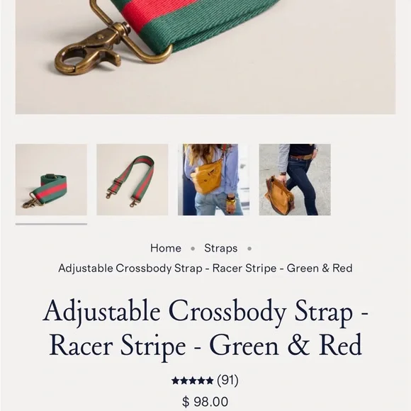 Parker Thatch Green and Red Striped Bag Strap - Picture 5 of 5
